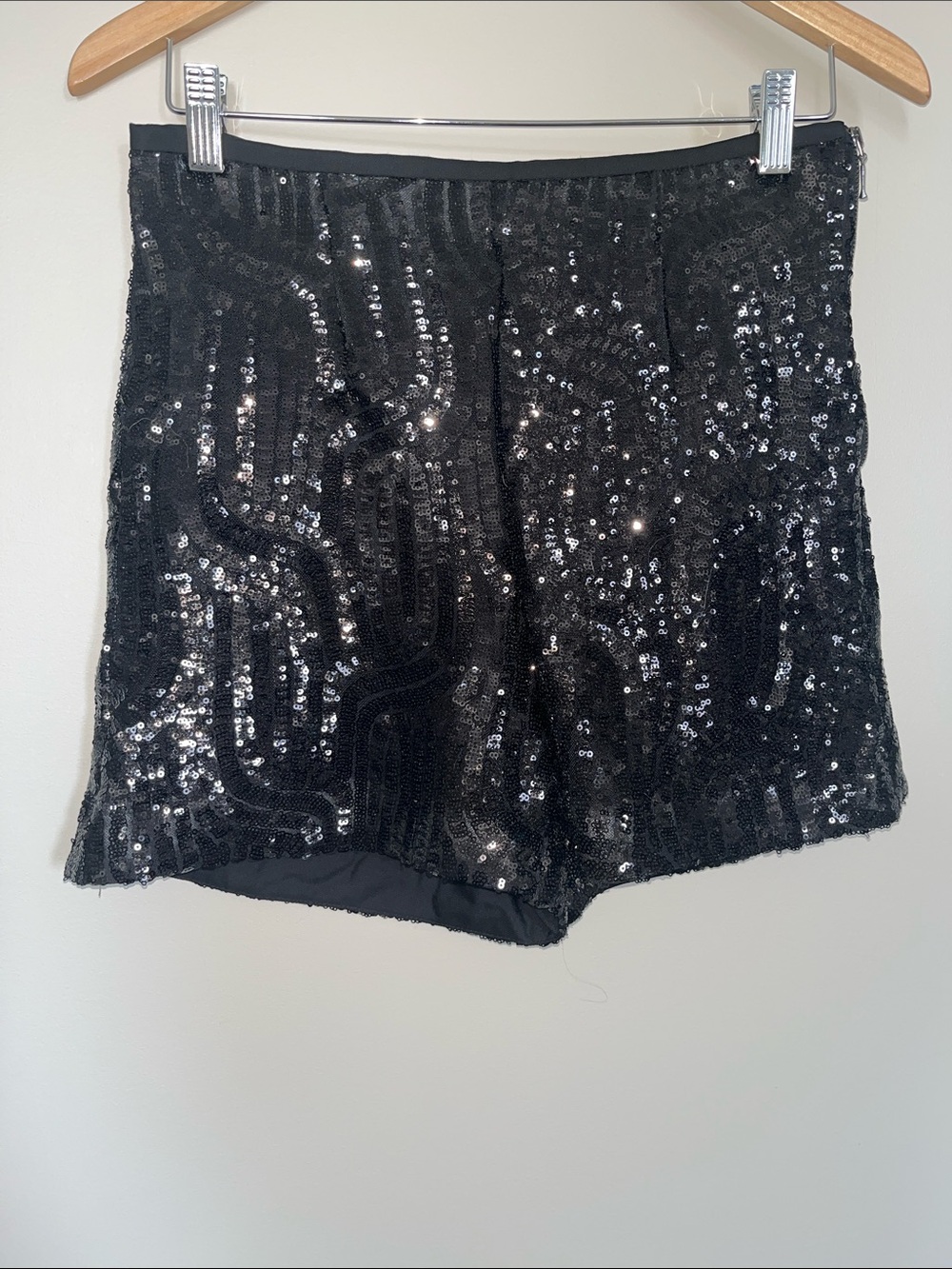Zara Black Sequin High-Waist Shorts